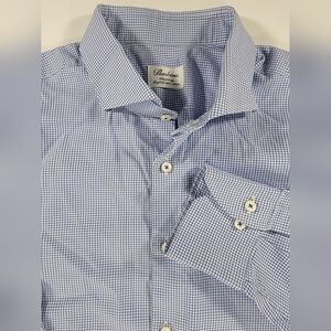 Stenstroms Shirt Mens Blue White Fitted Body Twofold Super Cotton 17-3/4 45